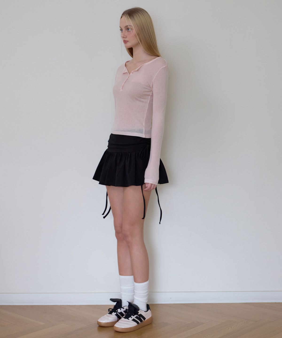 로제프란츠(ROSEFRANTZ) Henley Neck Layered Long Sleeve [Pink]