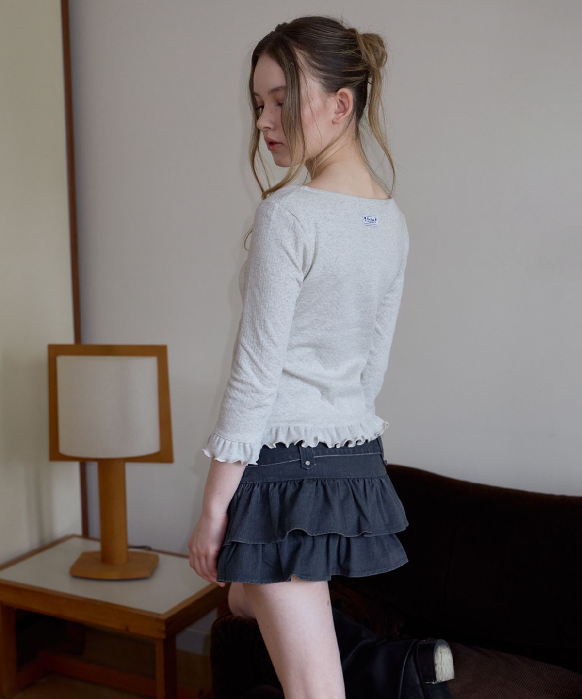 로제프란츠(ROSEFRANTZ) Frill Three-Quarter Sleeve [Oatmeal]