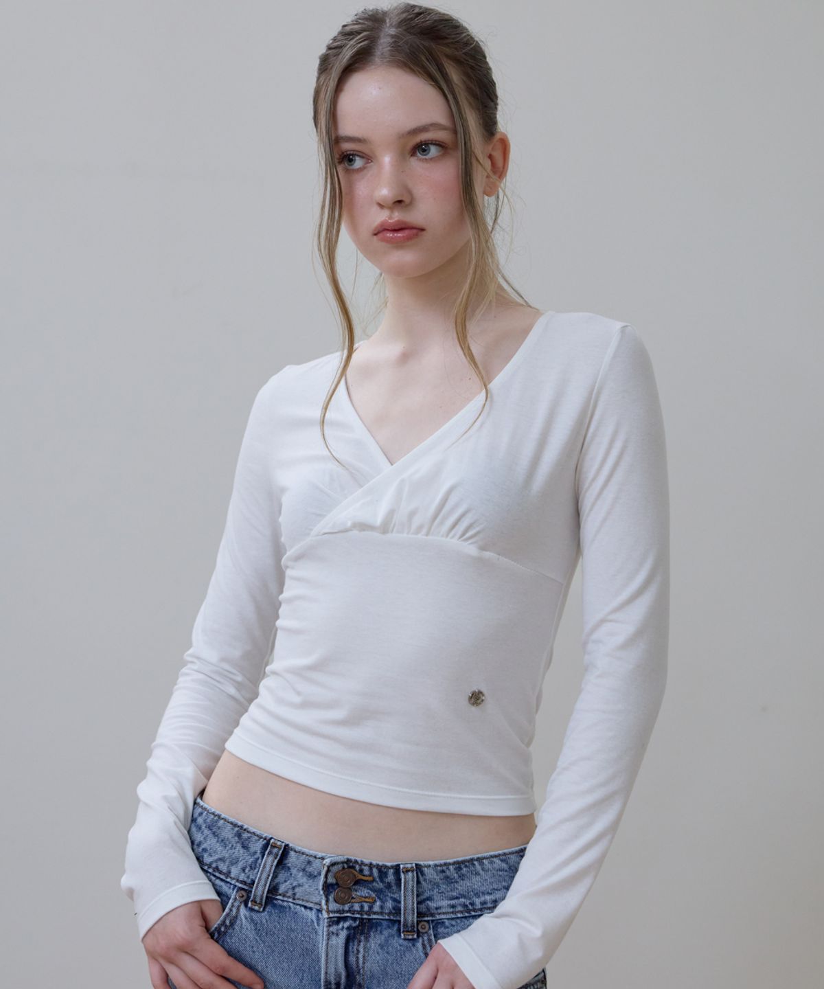로제프란츠(ROSEFRANTZ) Wrap V-neck Long Sleeve [Ivory]