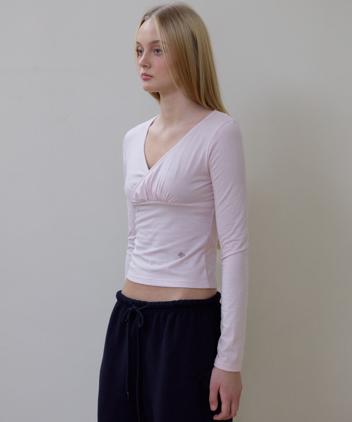 로제프란츠(ROSEFRANTZ) Wrap V-neck Long Sleeve [Pink]
