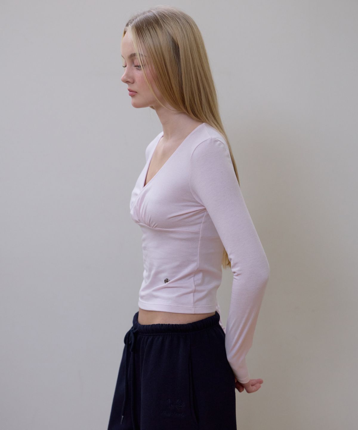 로제프란츠(ROSEFRANTZ) Wrap V-neck Long Sleeve [Pink]