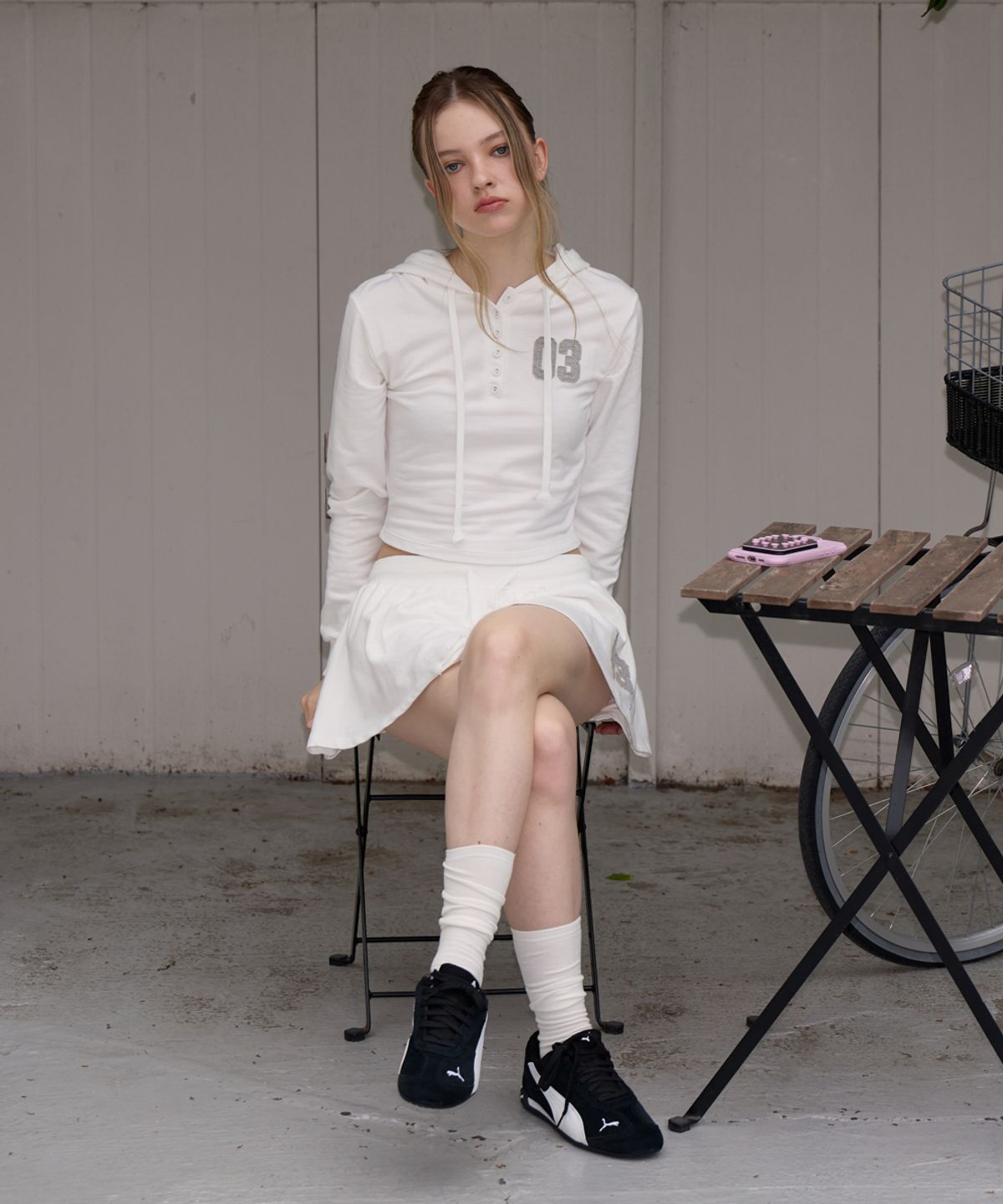 로제프란츠(ROSEFRANTZ) Patchwork Slim Hood Long Sleeve [Ivory]