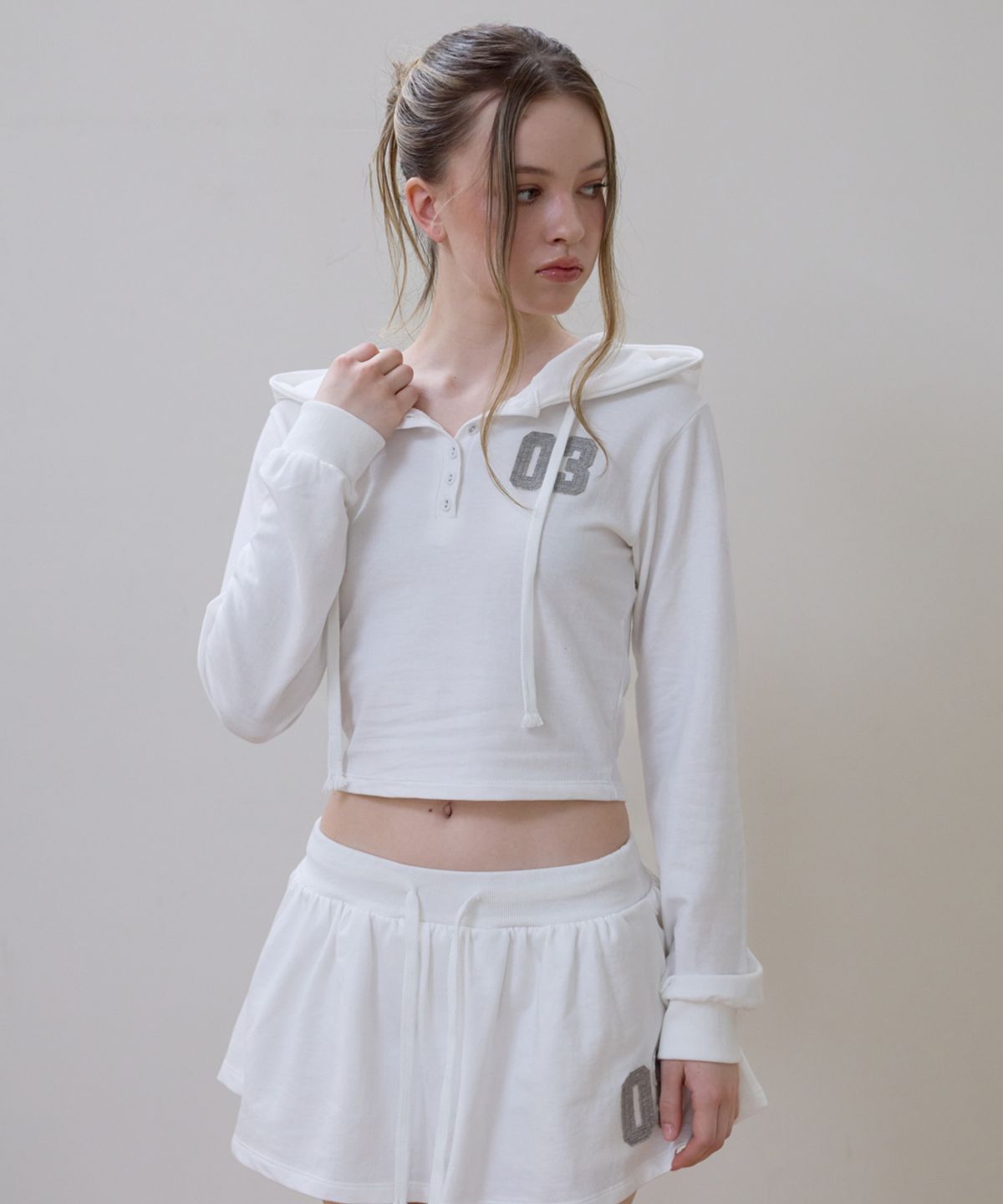 로제프란츠(ROSEFRANTZ) Patchwork Slim Hood Long Sleeve [Ivory]