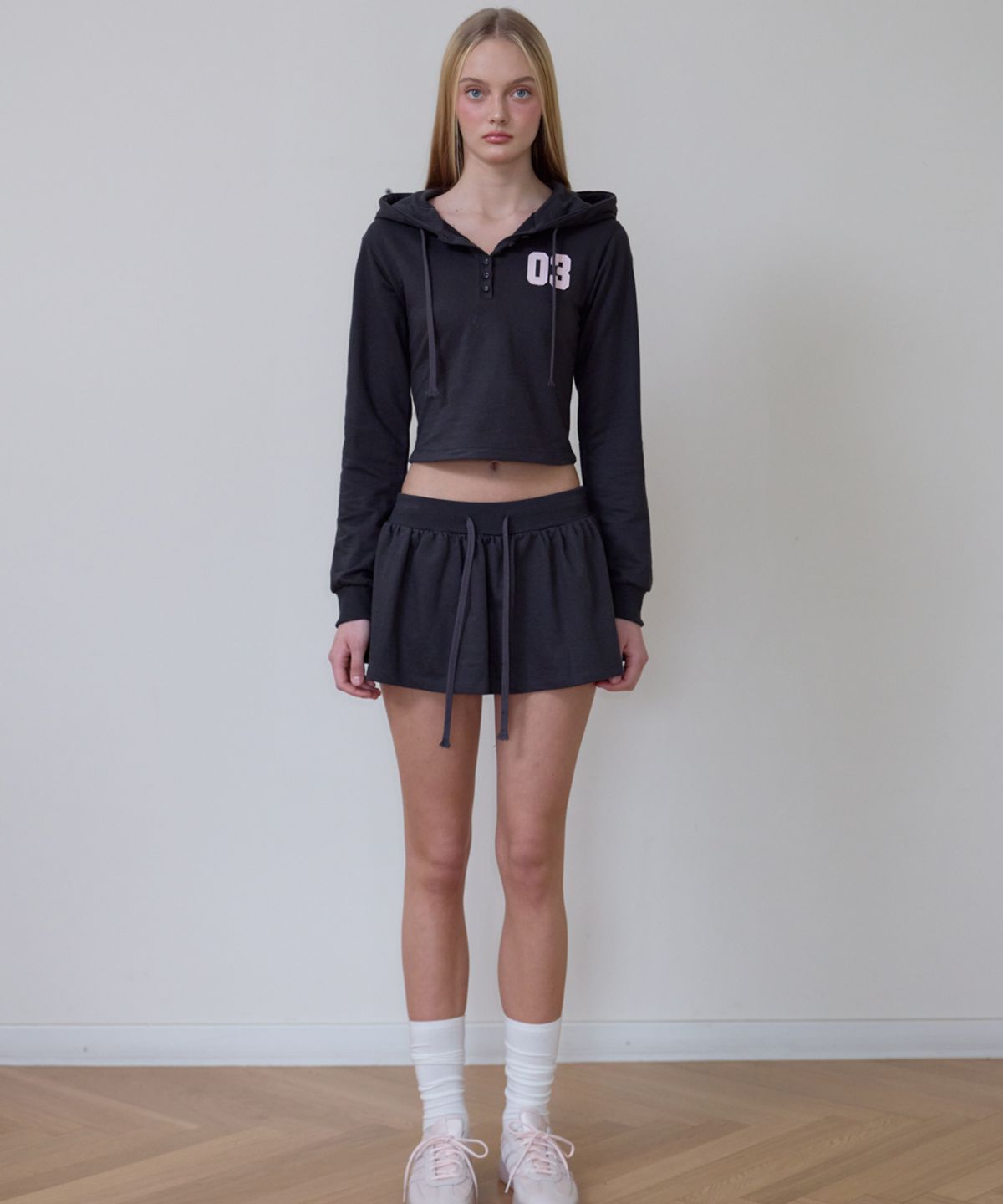 로제프란츠(ROSEFRANTZ) Patchwork Slim Hood Long Sleeve [Charcoal]