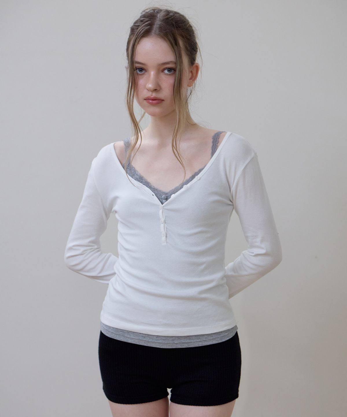 로제프란츠(ROSEFRANTZ) Basic V-neck Long Sleeve [Ivory]