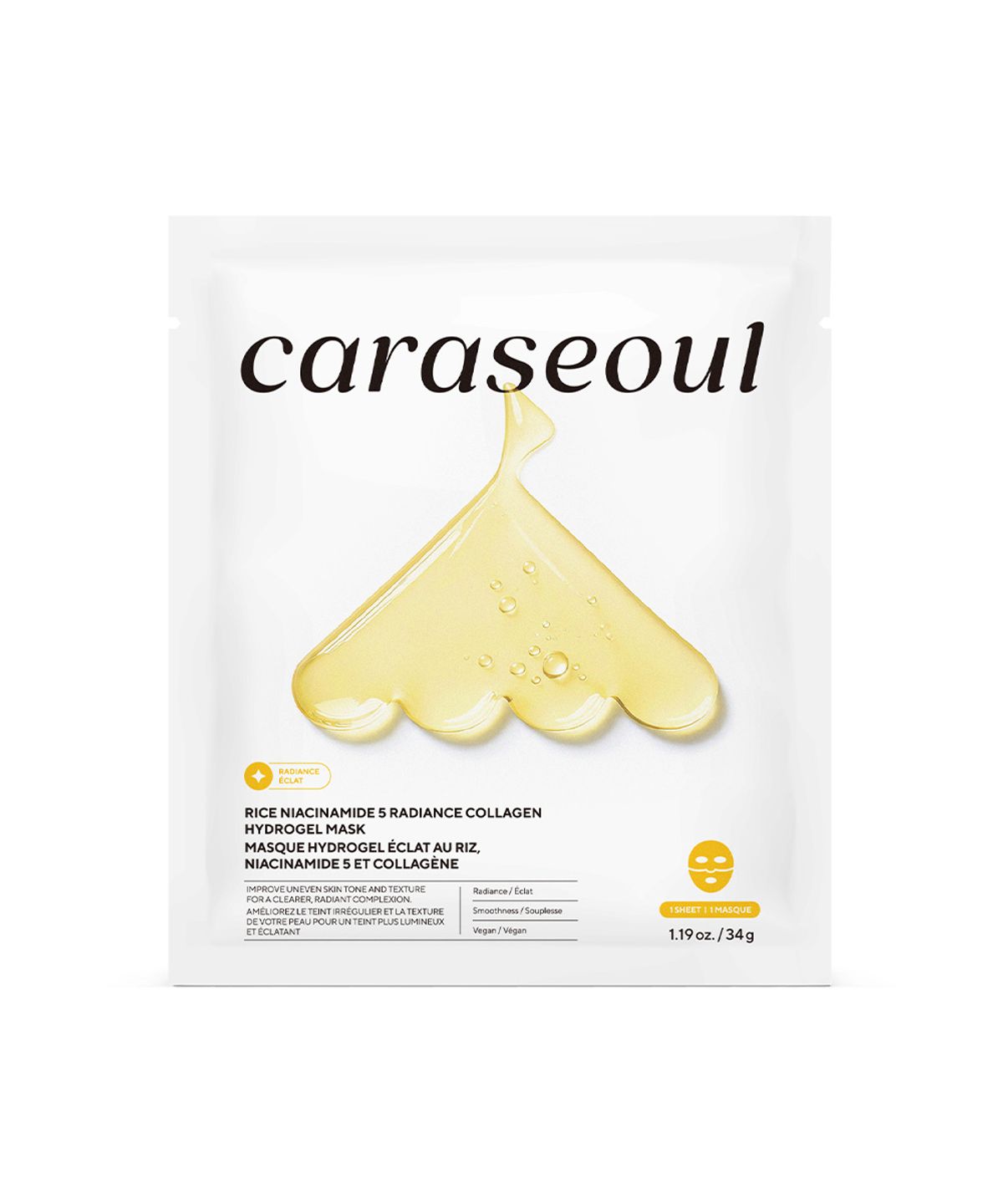 카라서울(CARASEOUL) 비건 라이스 쌀 나이아신아마이드 5 래디언스 콜라겐 미백 하이드로겔 마스크 팩