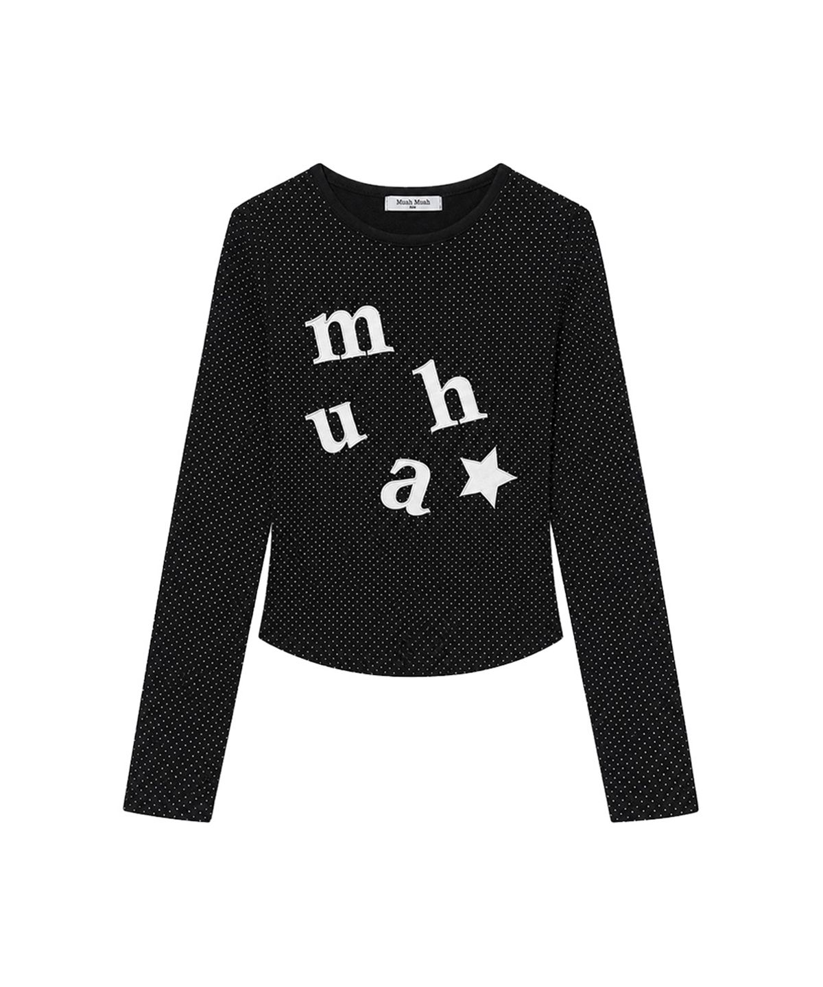 무아무아(MUAHMUAH) 도트 패치 로고 긴팔티 [블랙]