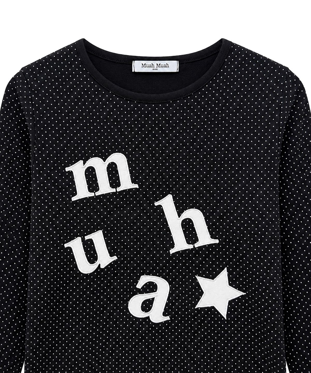 무아무아(MUAHMUAH) 도트 패치 로고 긴팔티 [블랙]