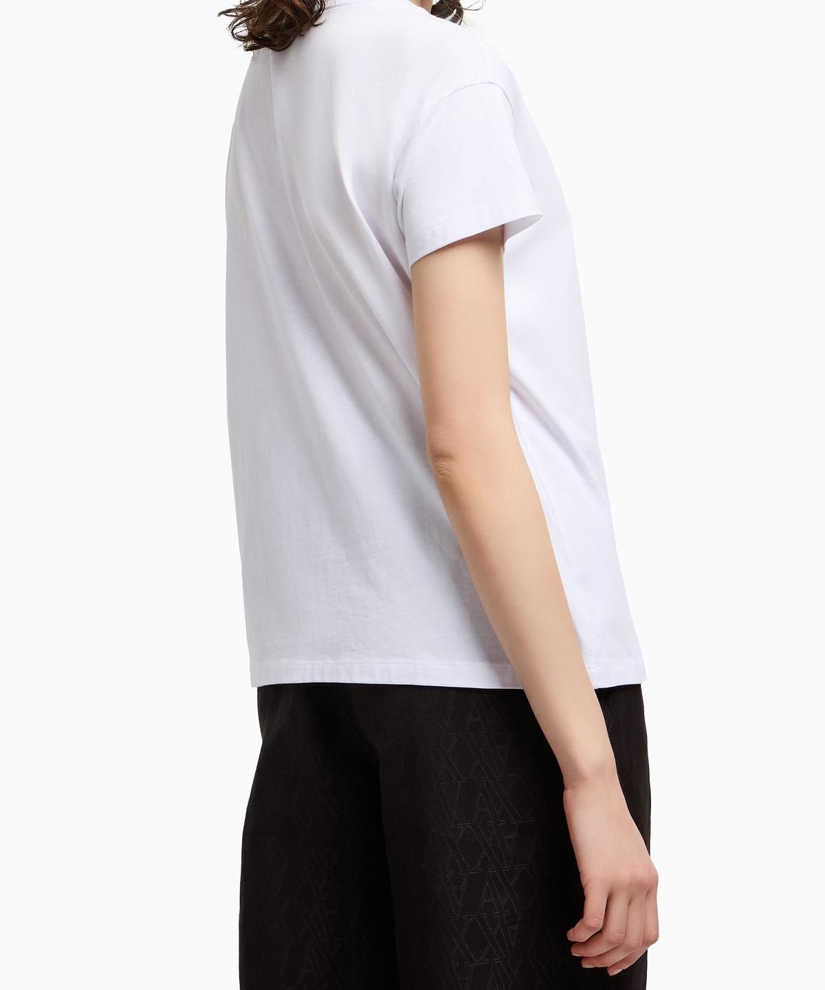 아르마니 익스체인지(ARMANI EXCHANGE) 여성 빅 로고 숏 슬리브 티셔츠 _화이트_A425130515