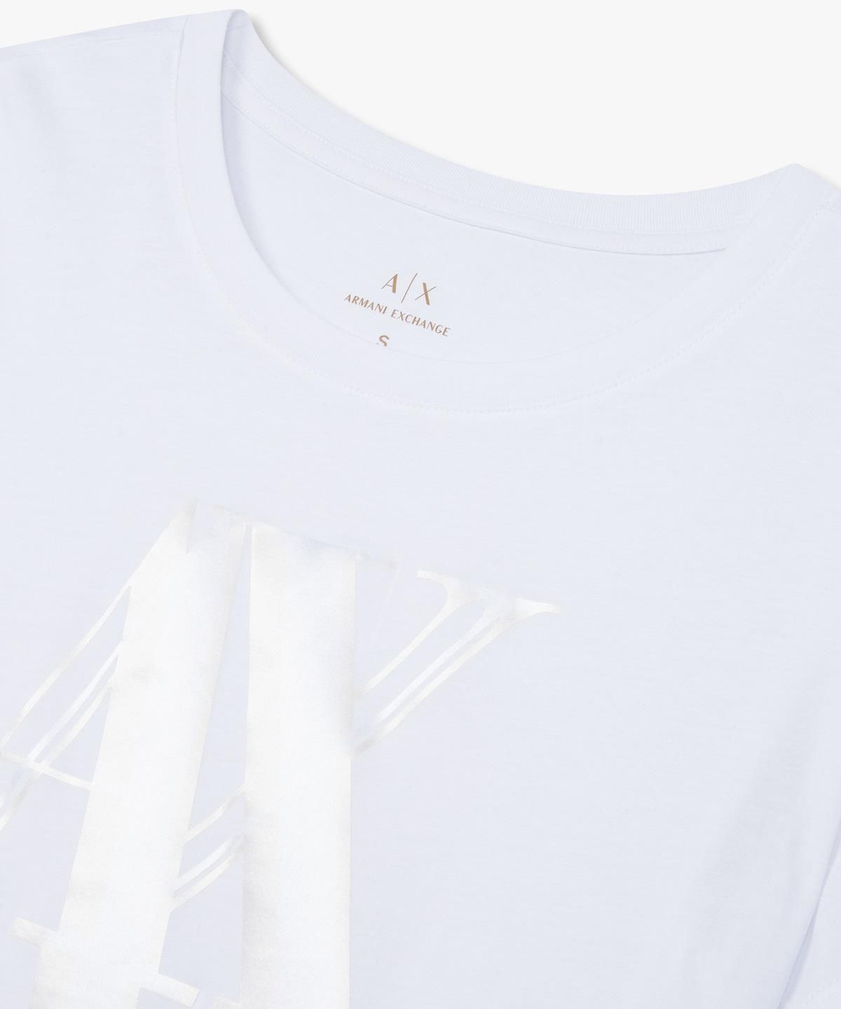 아르마니 익스체인지(ARMANI EXCHANGE) 여성 빅 로고 숏 슬리브 티셔츠 _화이트_A425130515