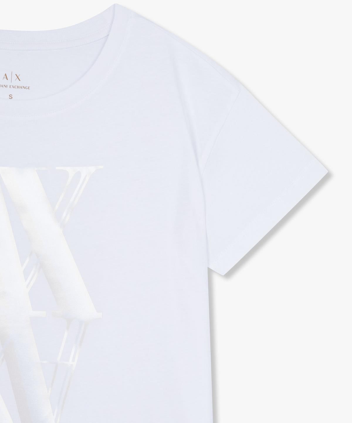 아르마니 익스체인지(ARMANI EXCHANGE) 여성 빅 로고 숏 슬리브 티셔츠 _화이트_A425130515
