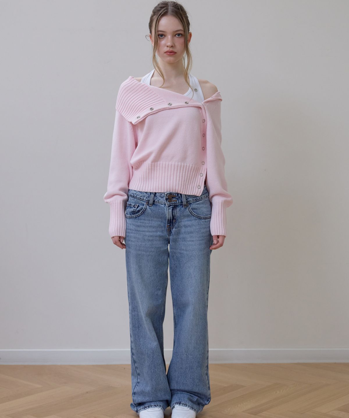 로제프란츠(ROSEFRANTZ) Fold Off Shoulder Knit [Pink]