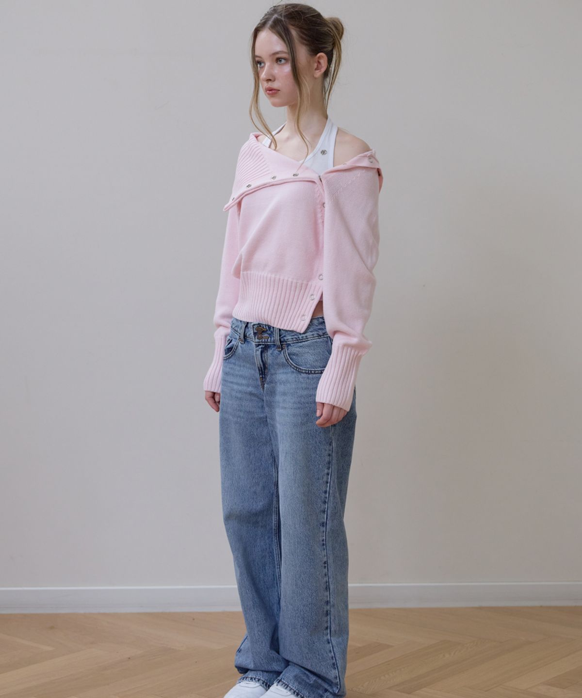 로제프란츠(ROSEFRANTZ) Fold Off Shoulder Knit [Pink]