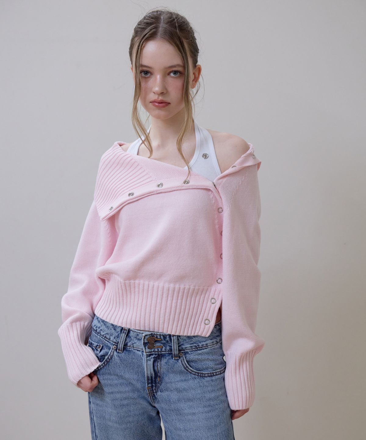 로제프란츠(ROSEFRANTZ) Fold Off Shoulder Knit [Pink]
