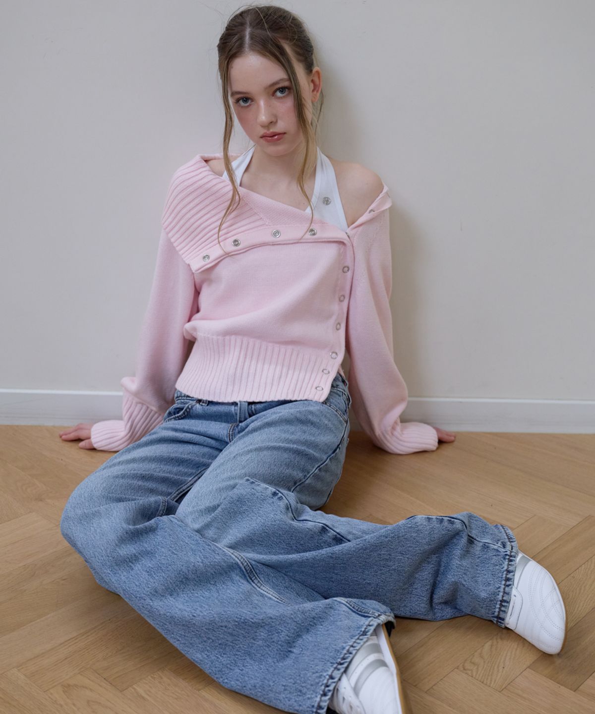 로제프란츠(ROSEFRANTZ) Fold Off Shoulder Knit [Pink]
