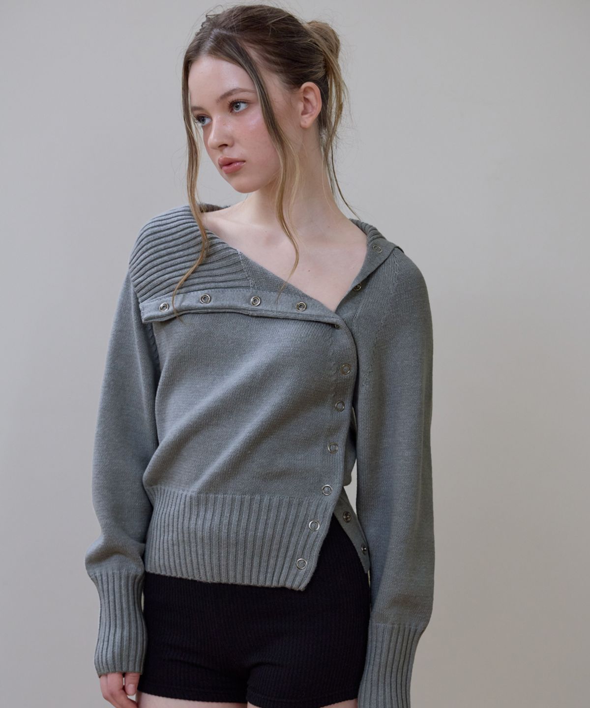 로제프란츠(ROSEFRANTZ) Fold Off Shoulder Knit [Gray]