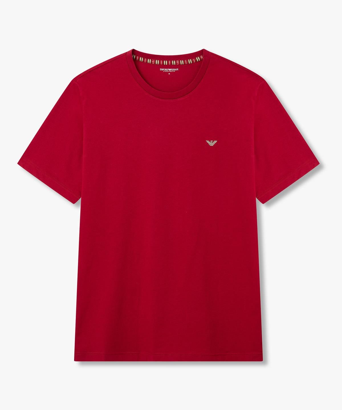 엠포리오 아르마니 언더웨어(EMPORIO ARMANI UNDERWEAR) 남성 자수 로고 숏 슬리브 라운지 티셔츠_레드 0816334009