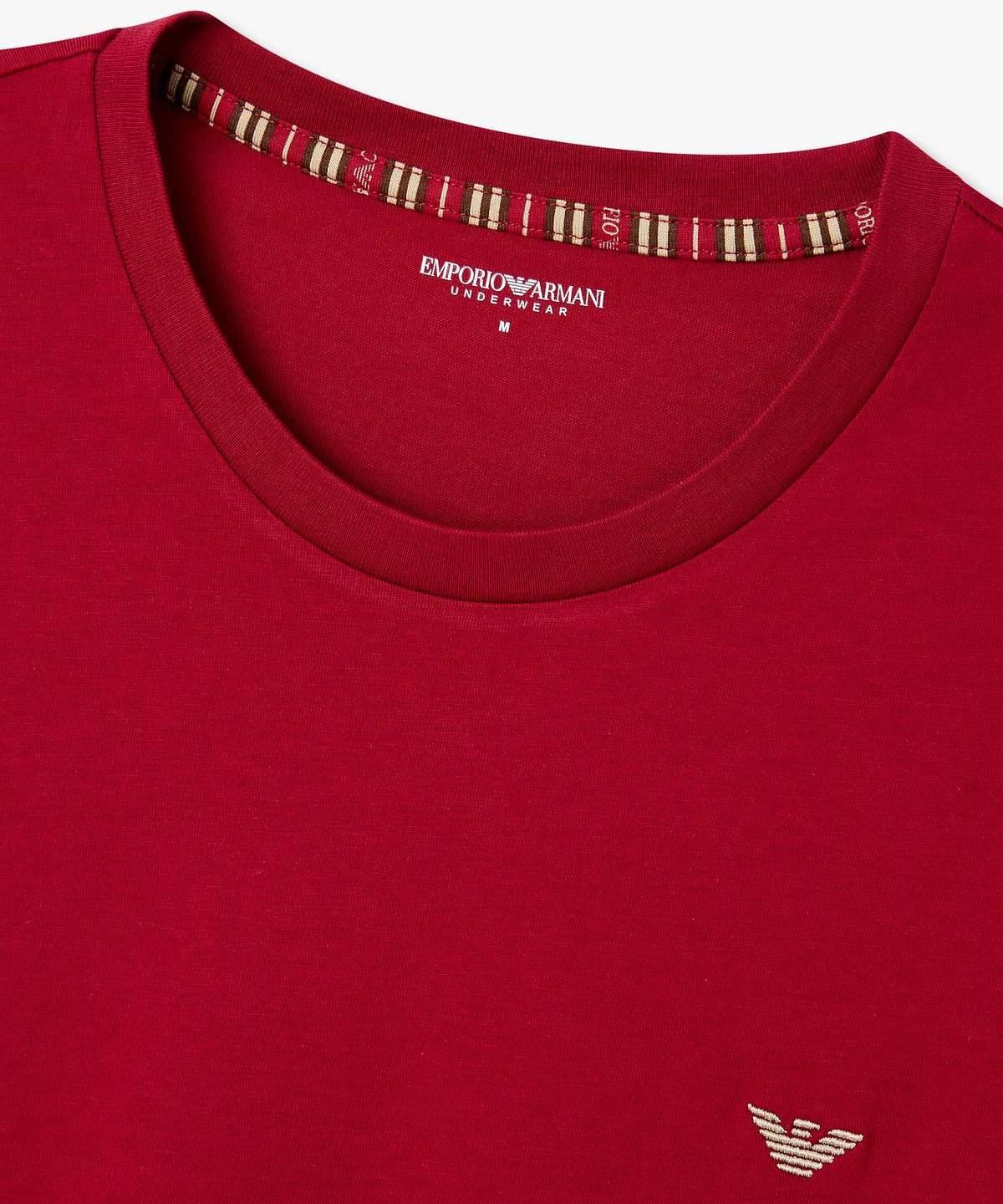 엠포리오 아르마니 언더웨어(EMPORIO ARMANI UNDERWEAR) 남성 자수 로고 숏 슬리브 라운지 티셔츠_레드 0816334009