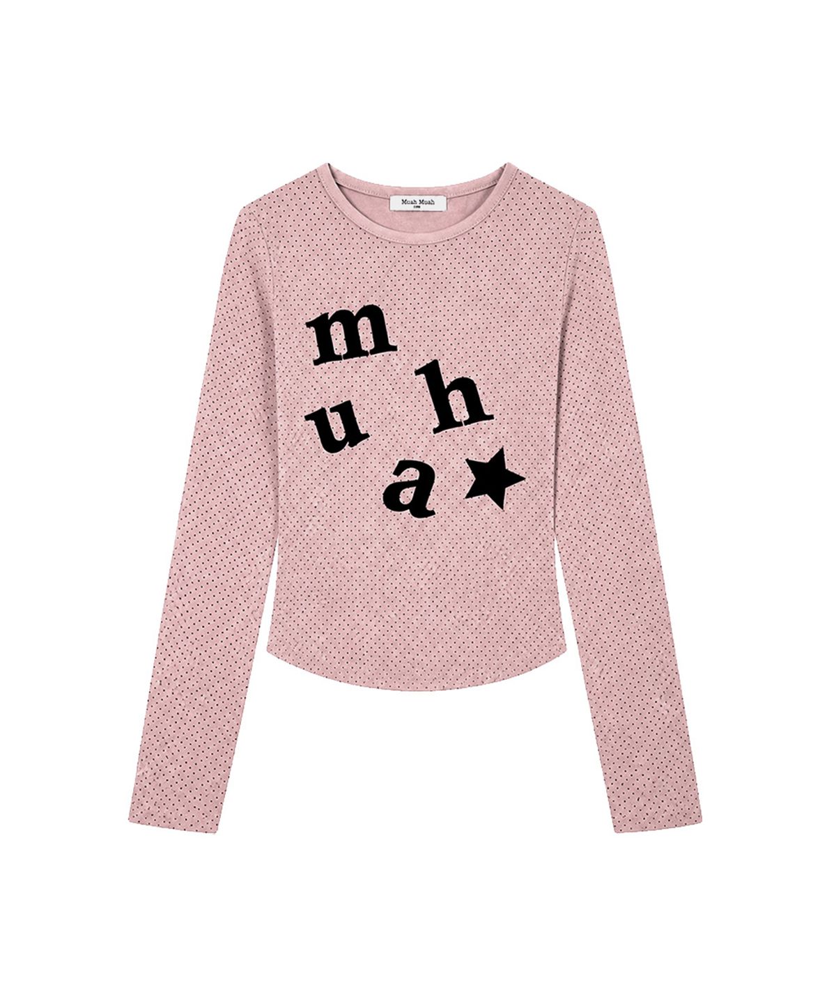 무아무아(MUAHMUAH) 도트 패치 로고 긴팔티 [핑크]