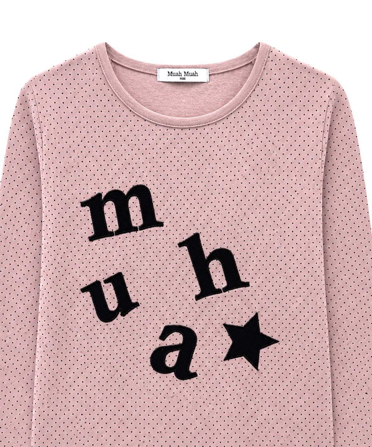 무아무아(MUAHMUAH) 도트 패치 로고 긴팔티 [핑크]
