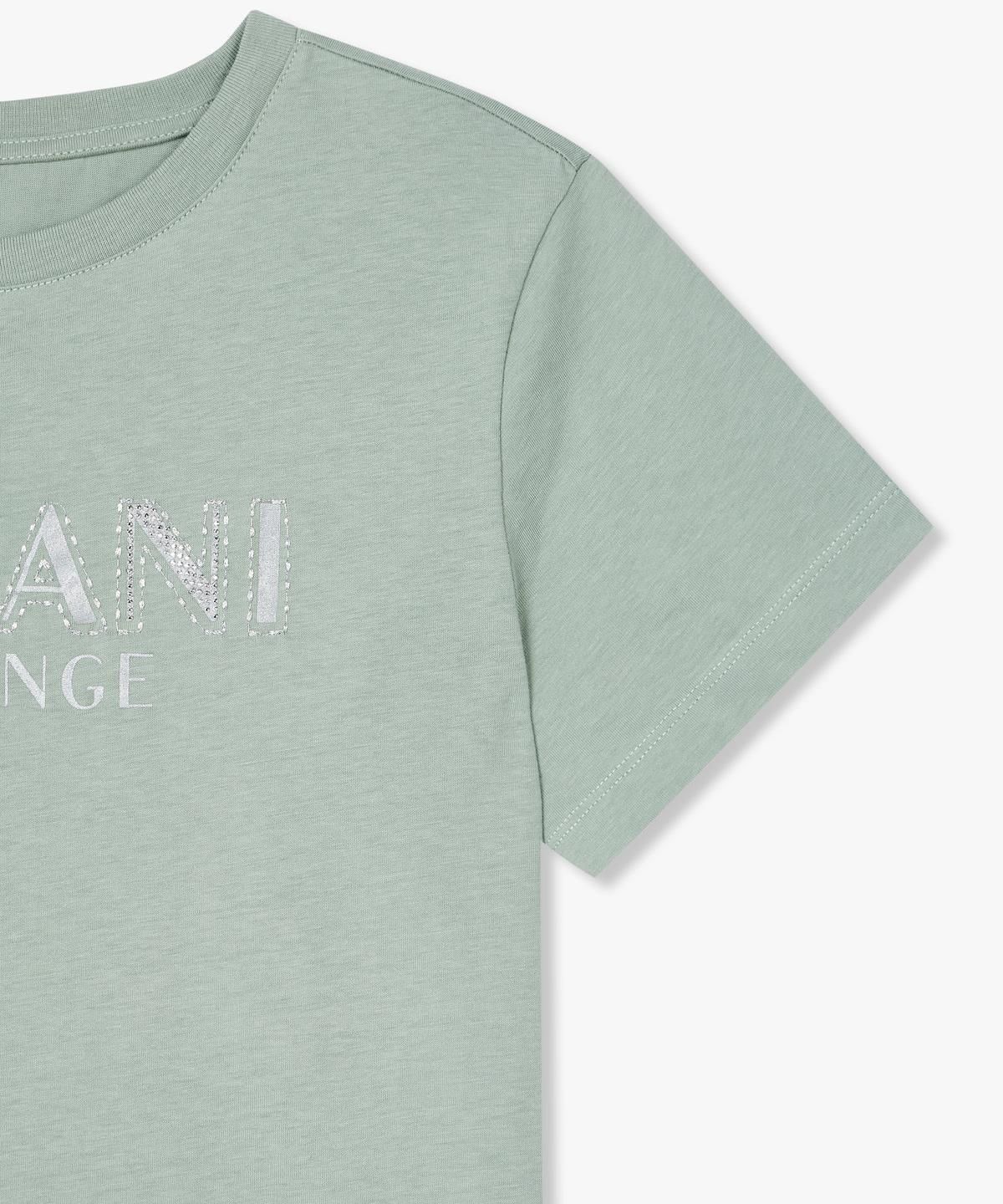 아르마니 익스체인지(ARMANI EXCHANGE) 여성 데코 로고 숏 슬리브 티셔츠 _그린_A425130511