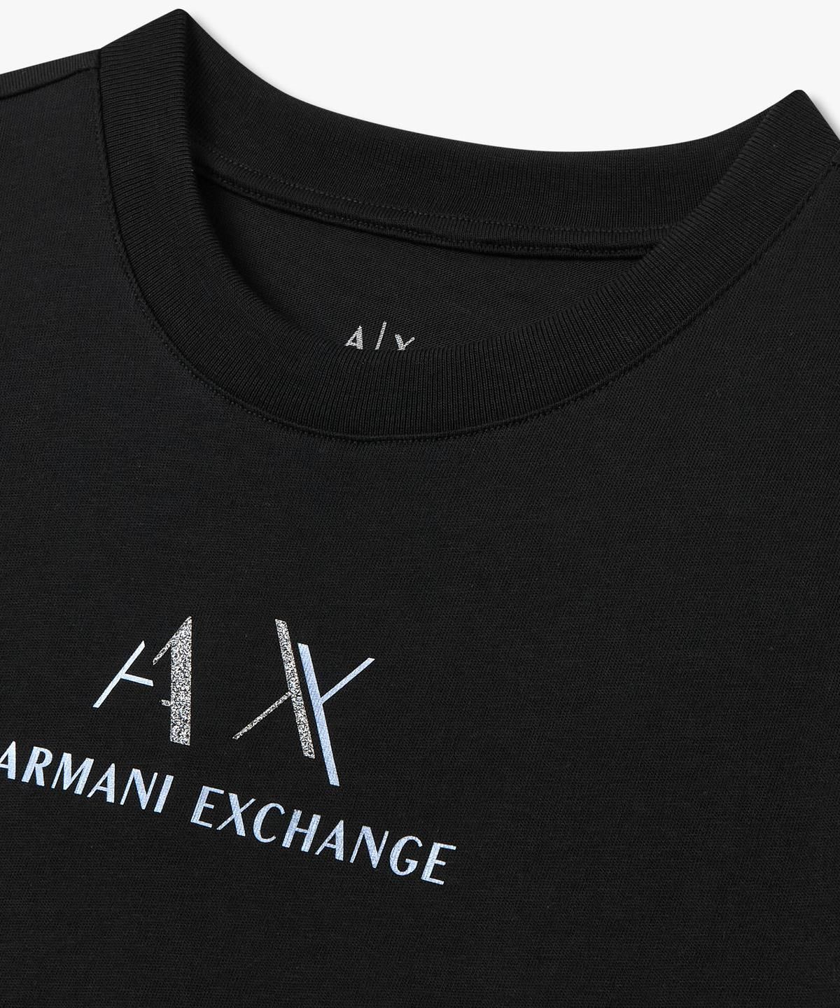 아르마니 익스체인지(ARMANI EXCHANGE) 여성 숏 슬리브 크루넥 티셔츠 _블랙_A425330503