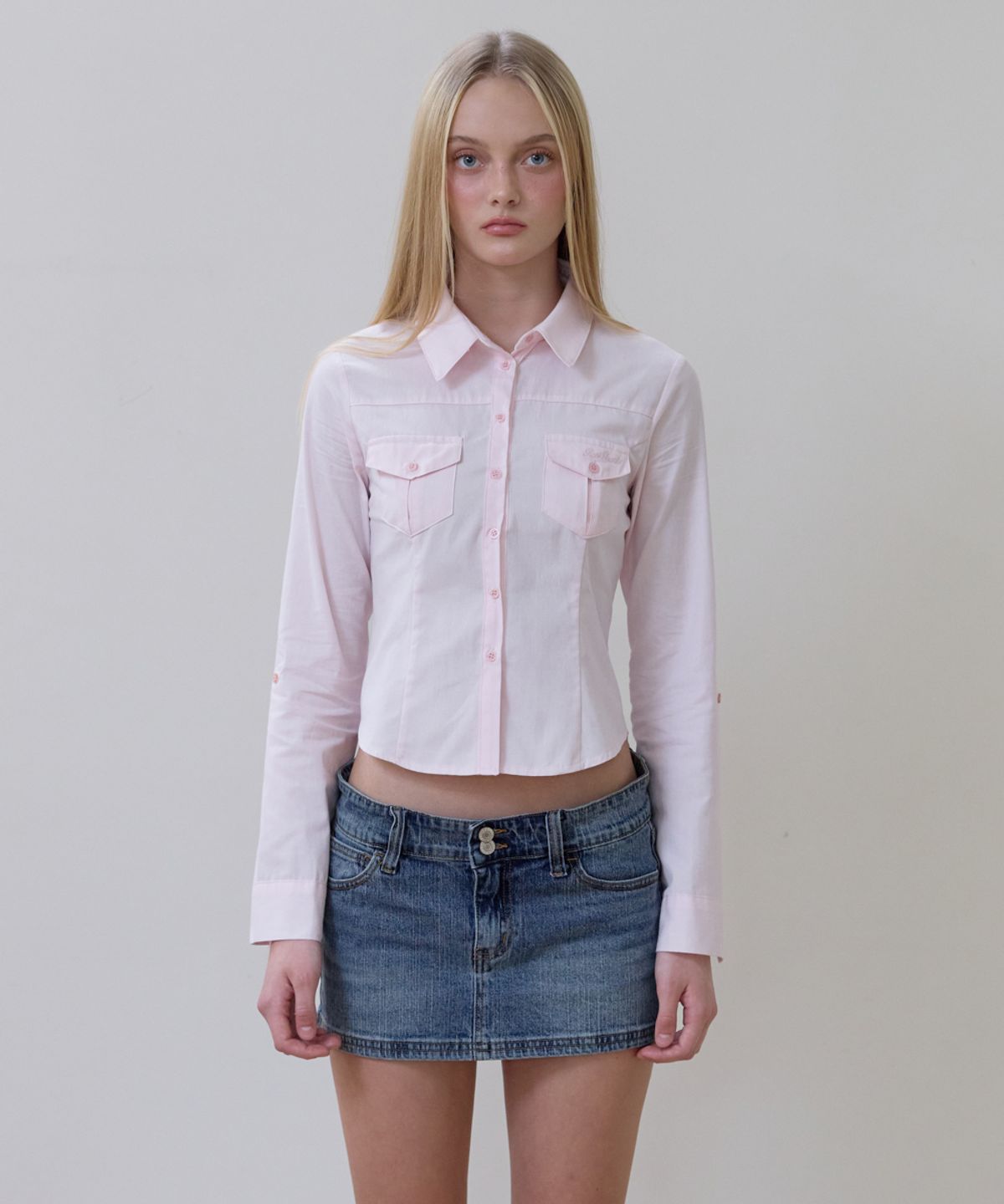 로제프란츠(ROSEFRANTZ) Pocket Roll-up shirt [Pink]
