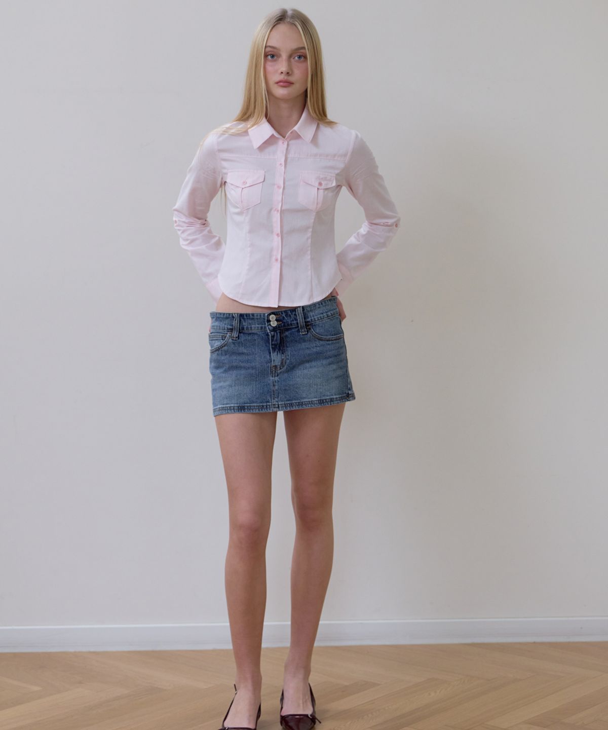 로제프란츠(ROSEFRANTZ) Pocket Roll-up shirt [Pink]