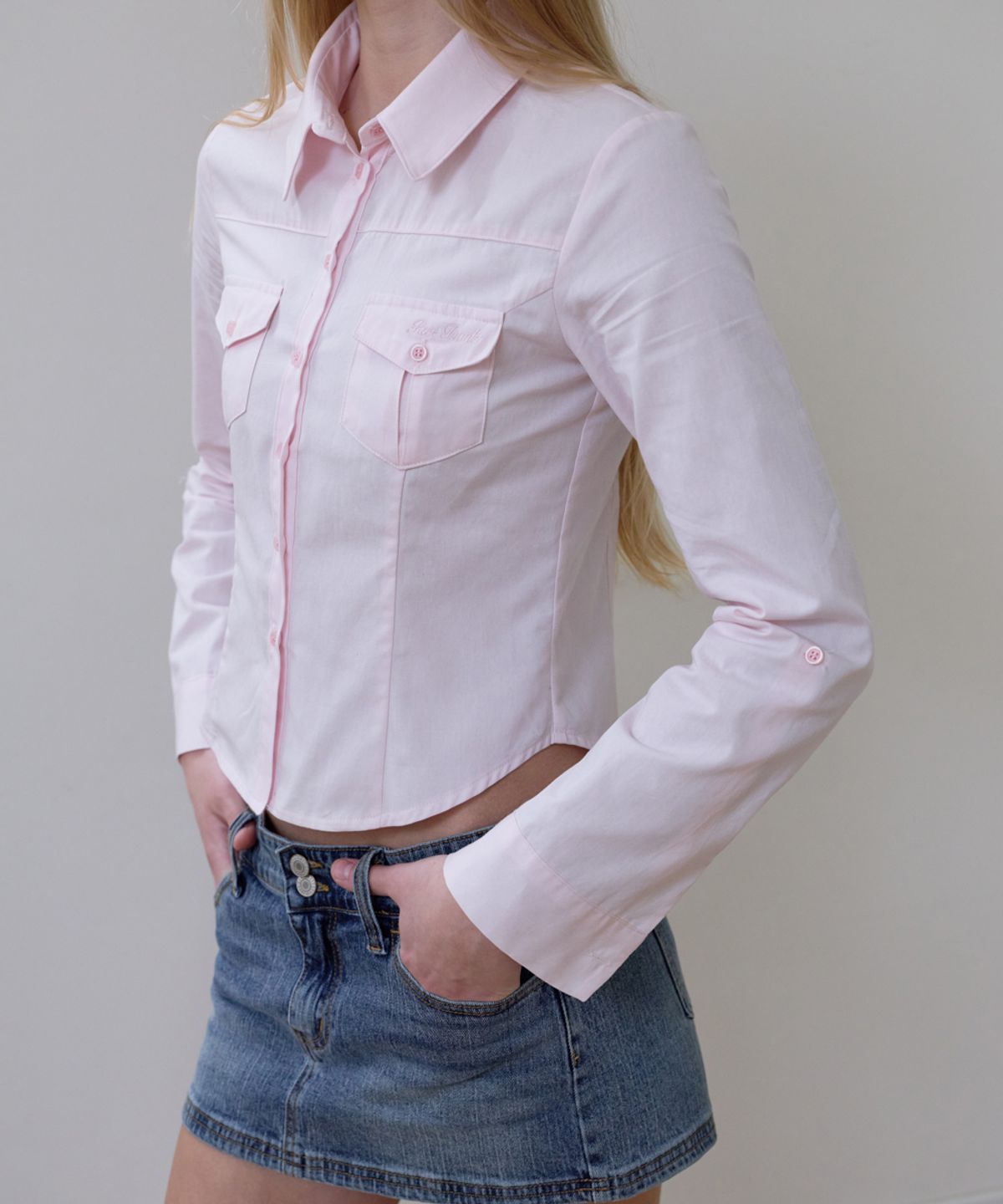 로제프란츠(ROSEFRANTZ) Pocket Roll-up shirt [Pink]