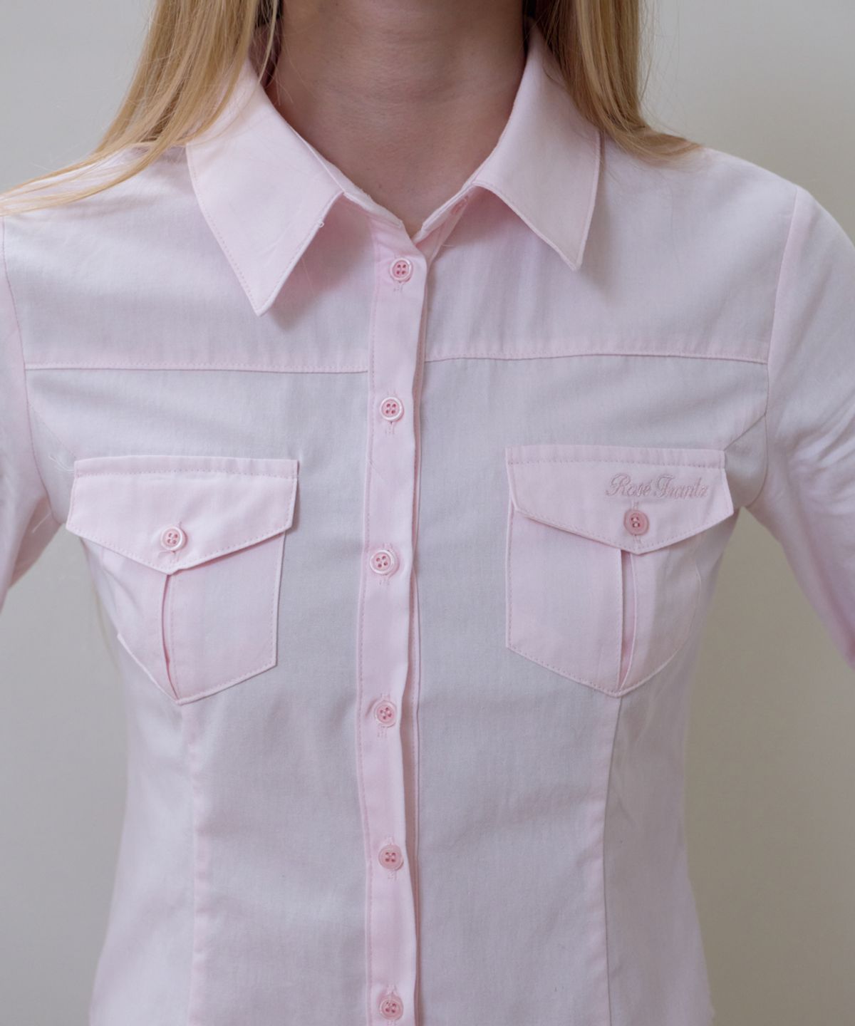 로제프란츠(ROSEFRANTZ) Pocket Roll-up shirt [Pink]