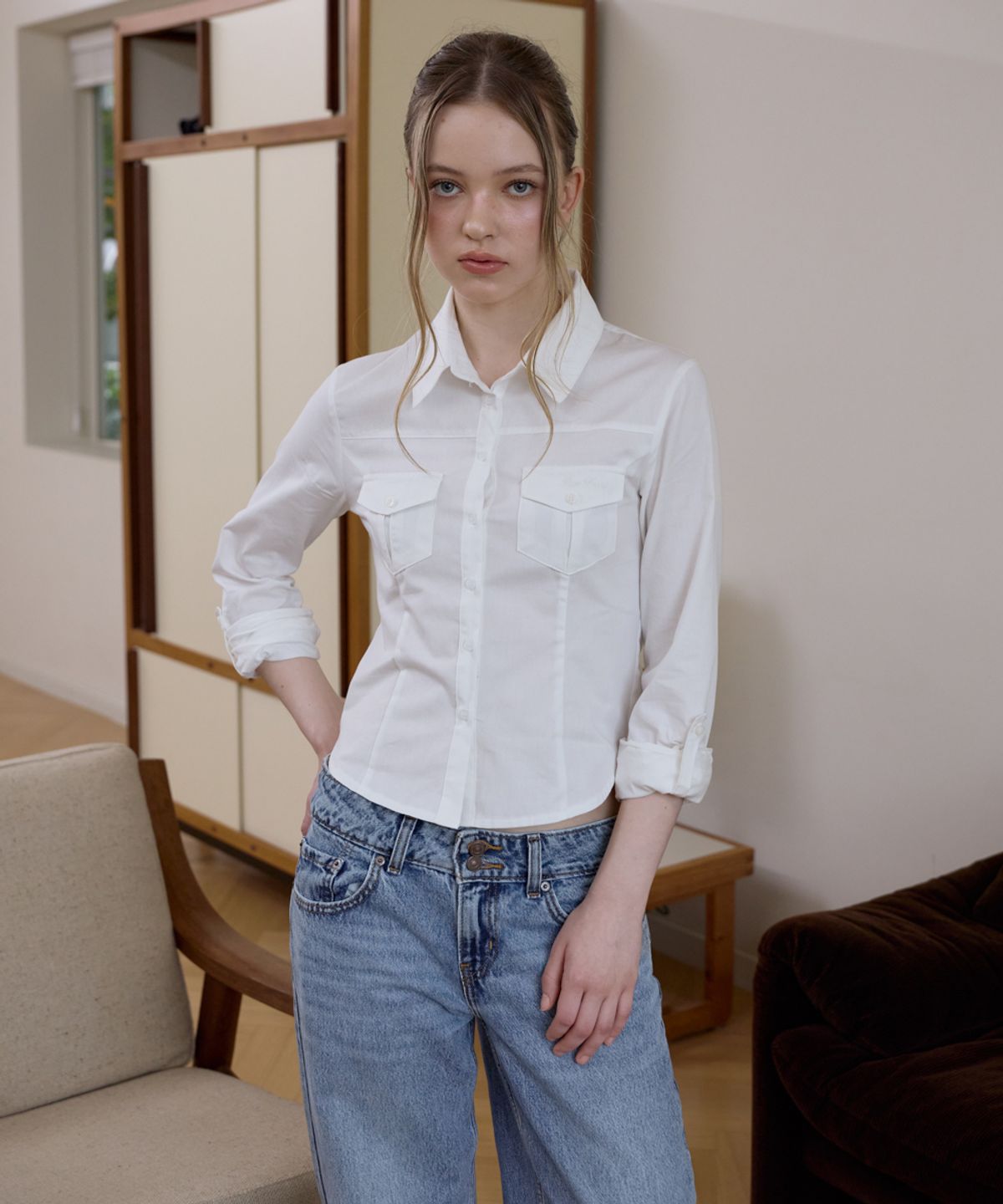 로제프란츠(ROSEFRANTZ) Pocket Roll-up shirt [Ivory]