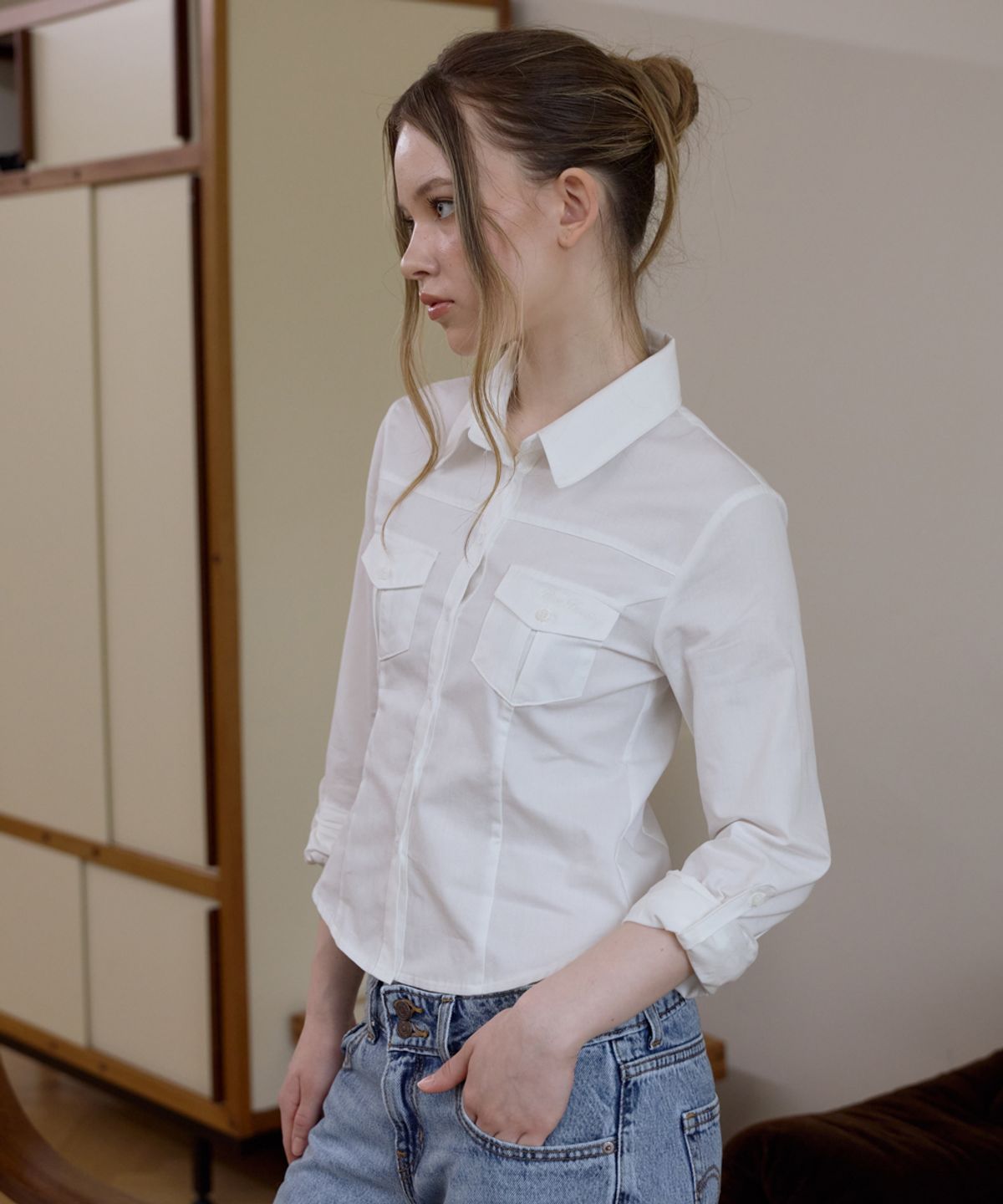 로제프란츠(ROSEFRANTZ) Pocket Roll-up shirt [Ivory]