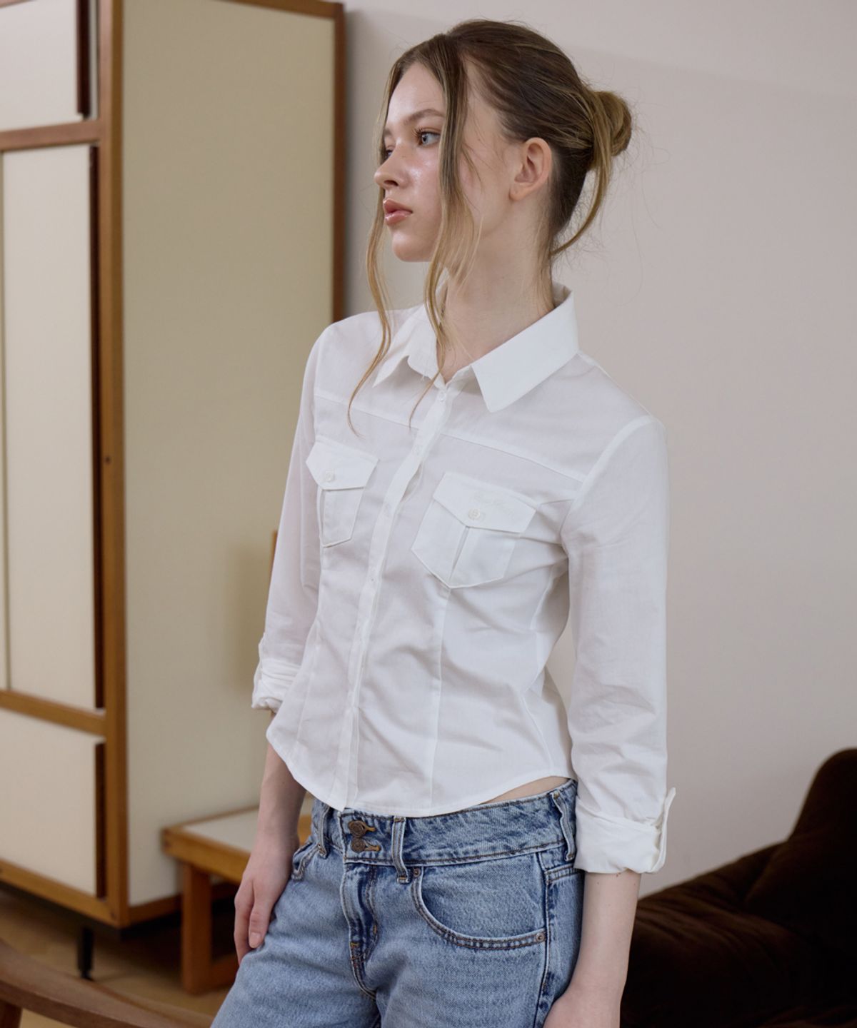 로제프란츠(ROSEFRANTZ) Pocket Roll-up shirt [Ivory]