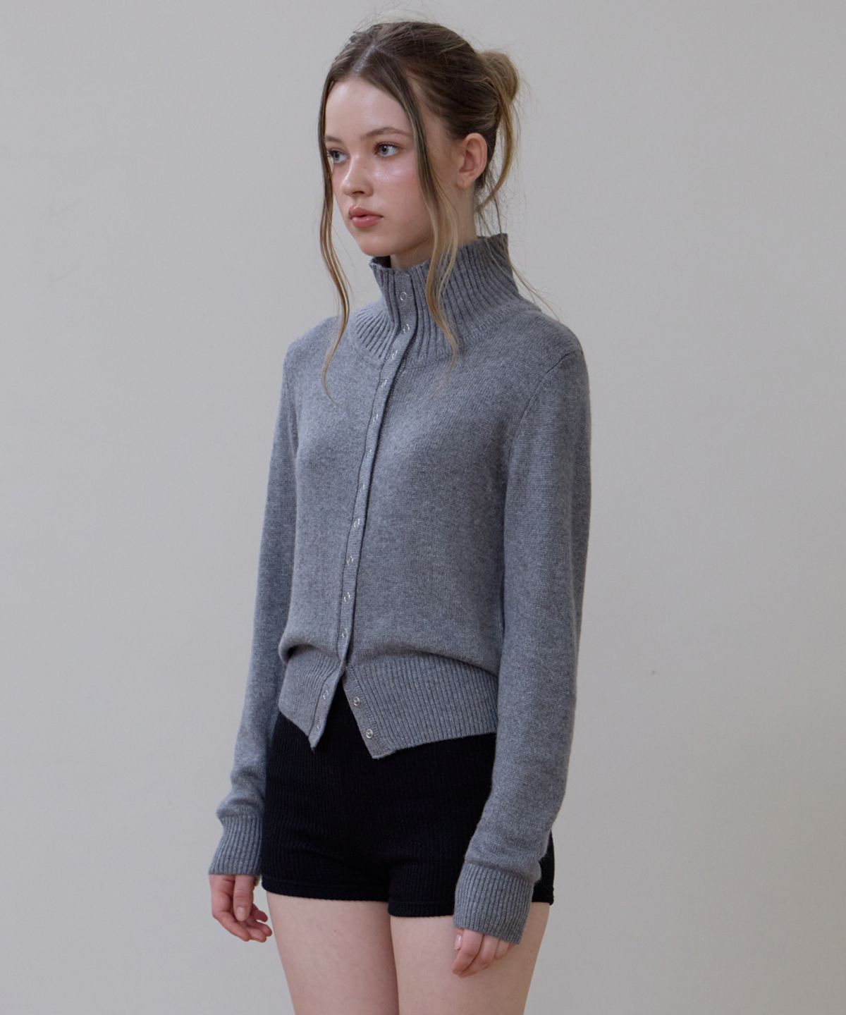 로제프란츠(ROSEFRANTZ) High Neck Eyelet Cardigan [Gray]