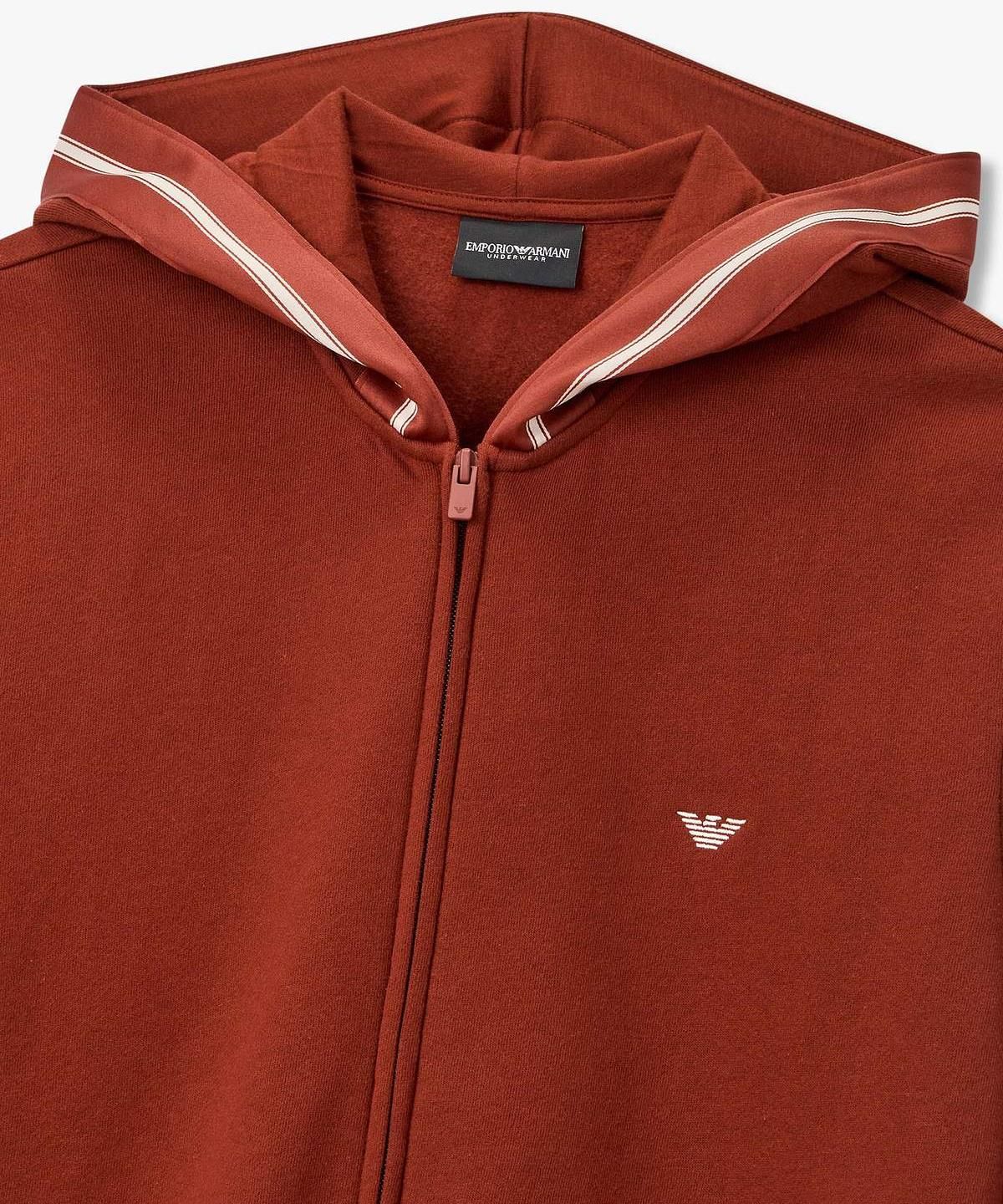 엠포리오 아르마니 언더웨어(EMPORIO ARMANI UNDERWEAR) 남성 배색 테이프 라운지 후디 자켓_버밀리언 0816338009