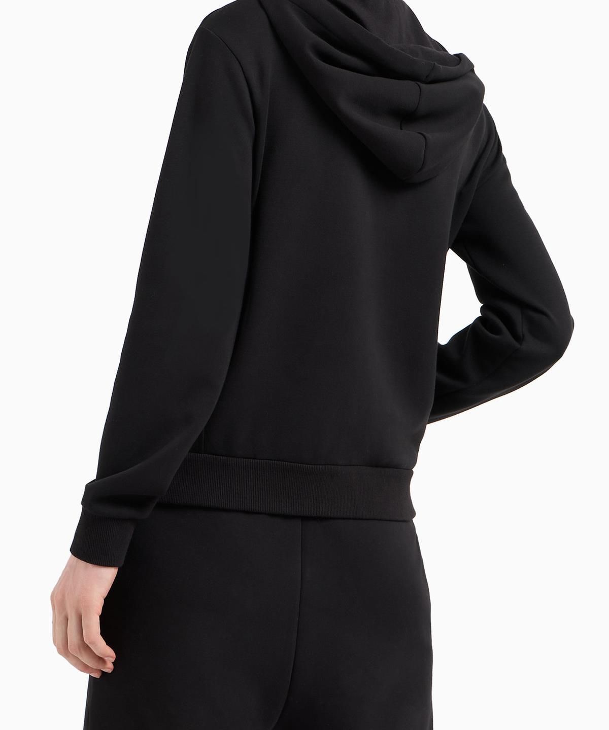 아르마니 익스체인지(ARMANI EXCHANGE) 여성 스퀘어 로고 패치 후드 집업 _블랙_A424331505