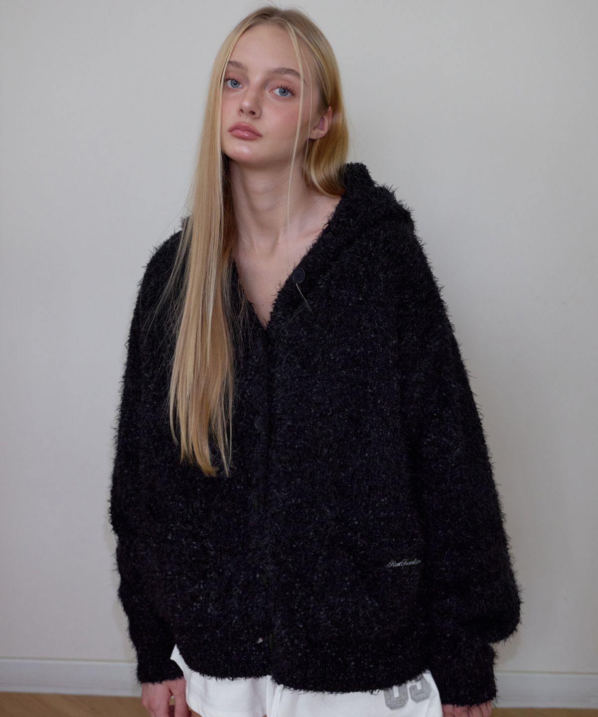 로제프란츠(ROSEFRANTZ) Hairy Overfit Hood Cardigan [Black]
