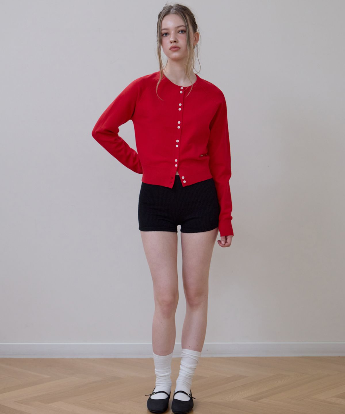 로제프란츠(ROSEFRANTZ) Double Button Cardigan [Rose Red]