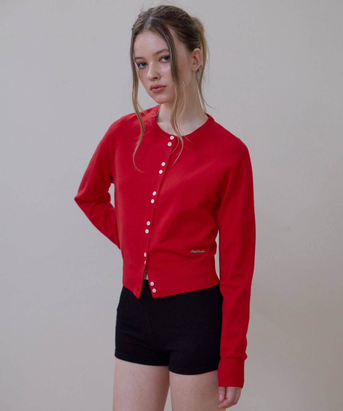 로제프란츠(ROSEFRANTZ) Double Button Cardigan [Rose Red]