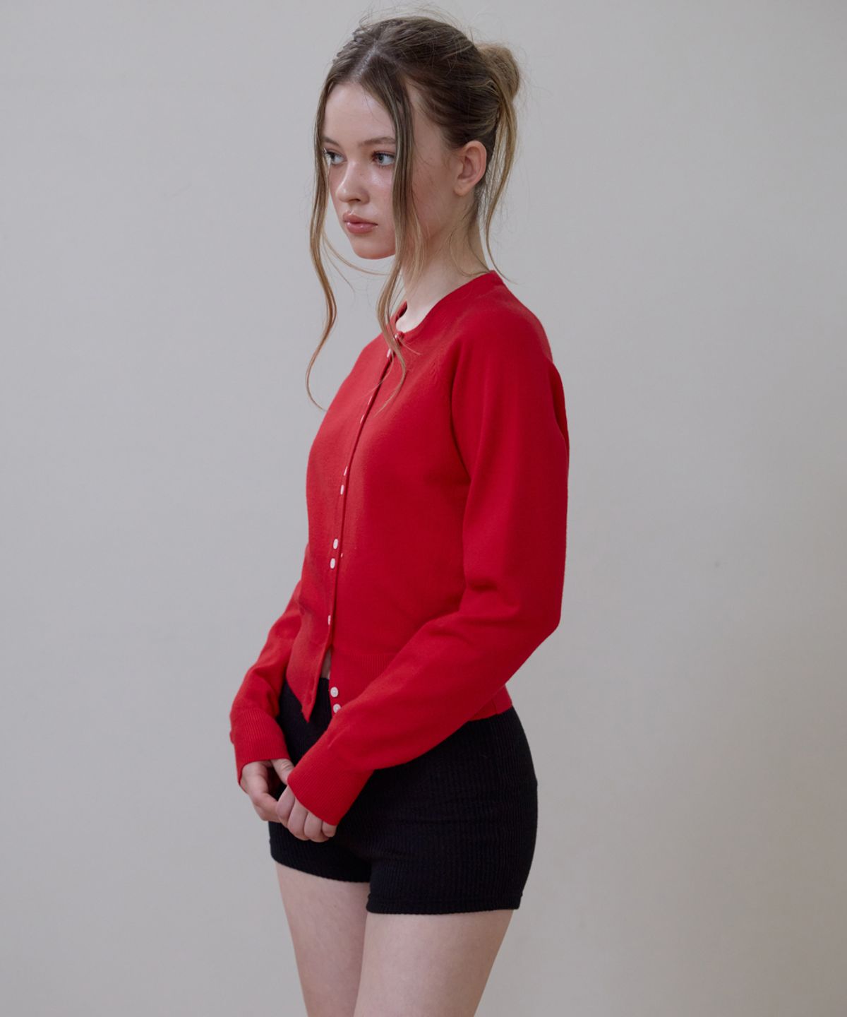 로제프란츠(ROSEFRANTZ) Double Button Cardigan [Rose Red]