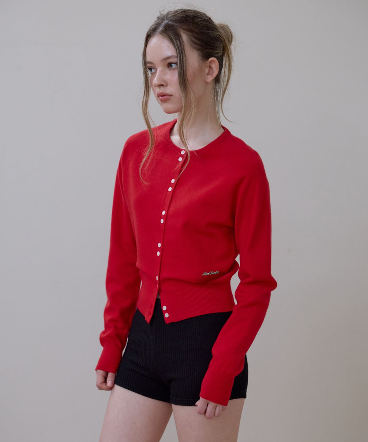 로제프란츠(ROSEFRANTZ) Double Button Cardigan [Rose Red]