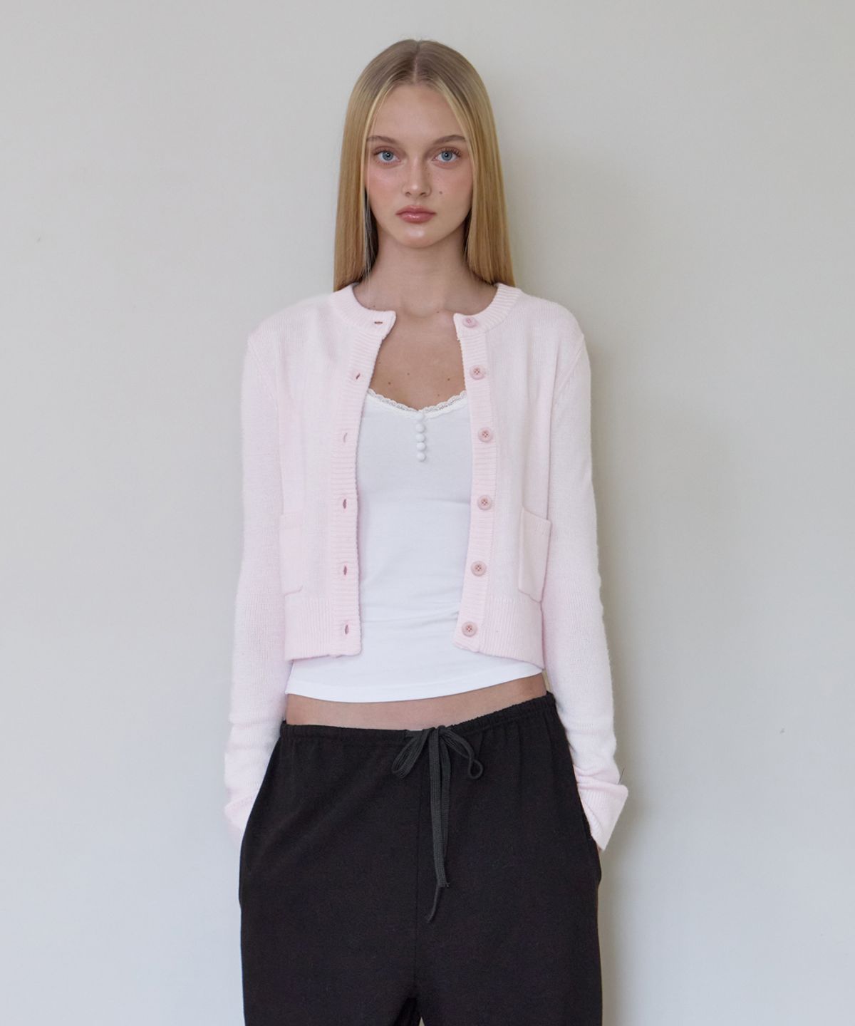 로제프란츠(ROSEFRANTZ) Double Pocket Cardigan [Pink]