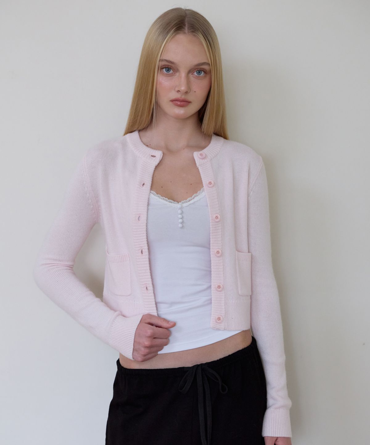로제프란츠(ROSEFRANTZ) Double Pocket Cardigan [Pink]