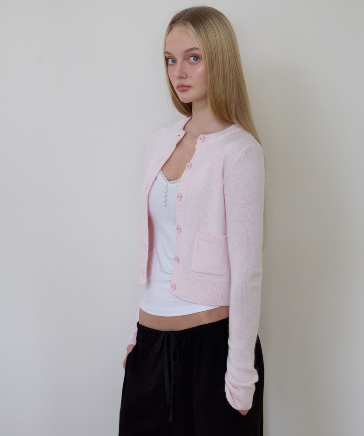 로제프란츠(ROSEFRANTZ) Double Pocket Cardigan [Pink]