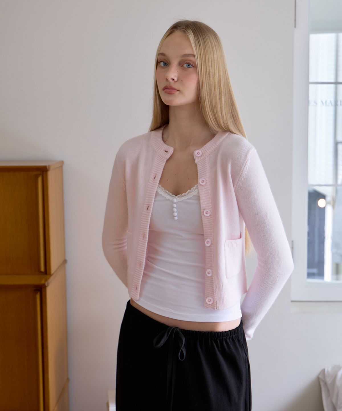 로제프란츠(ROSEFRANTZ) Double Pocket Cardigan [Pink]
