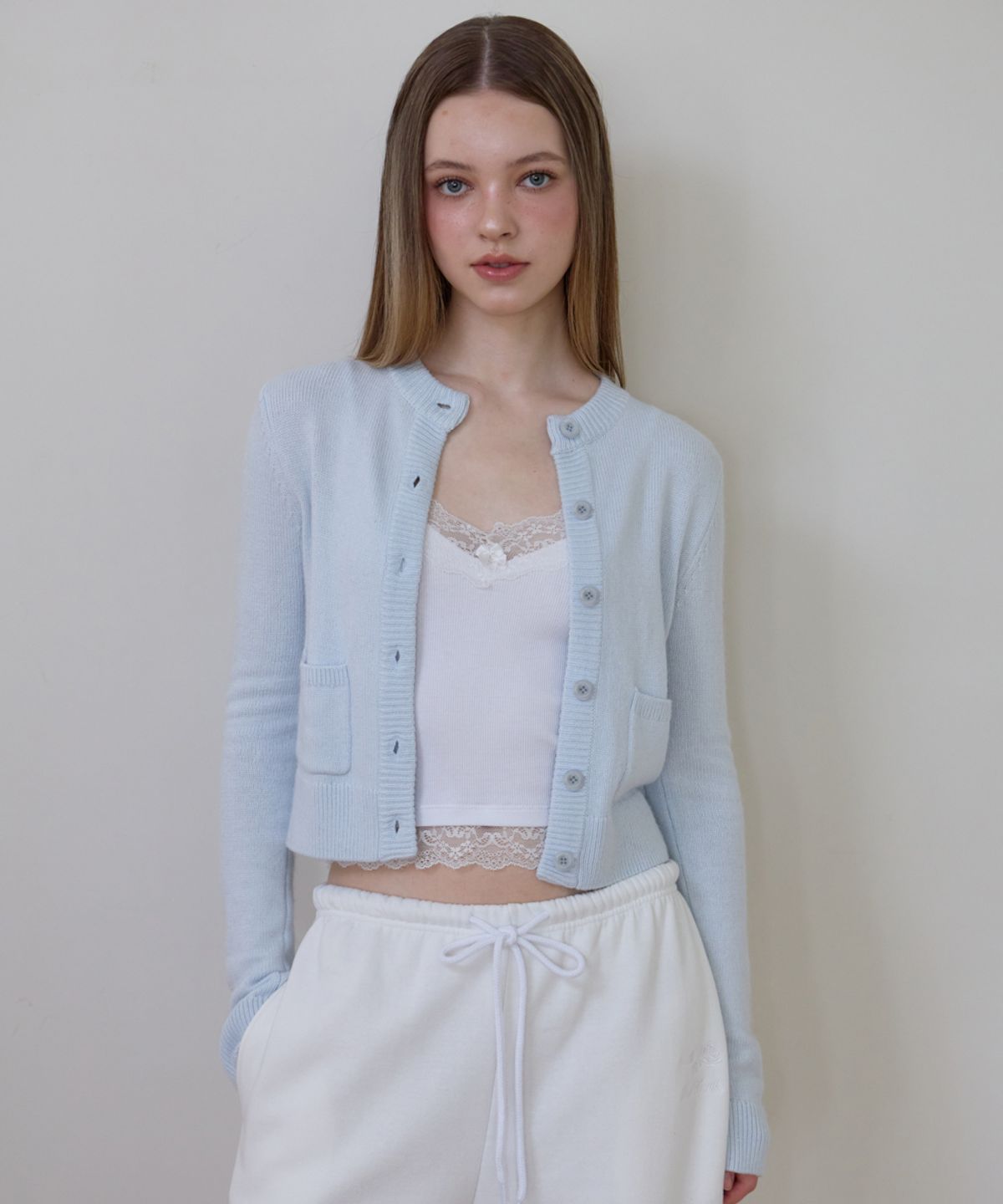 로제프란츠(ROSEFRANTZ) Double Pocket Cardigan [Sky Blue]