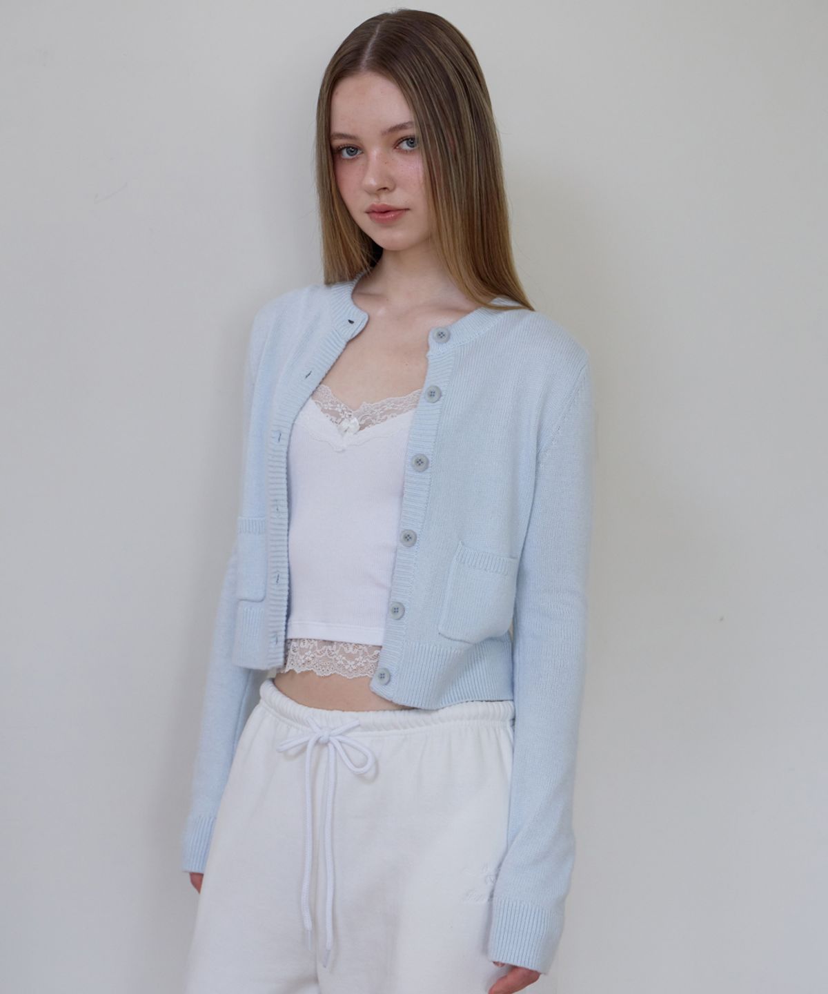 로제프란츠(ROSEFRANTZ) Double Pocket Cardigan [Sky Blue]