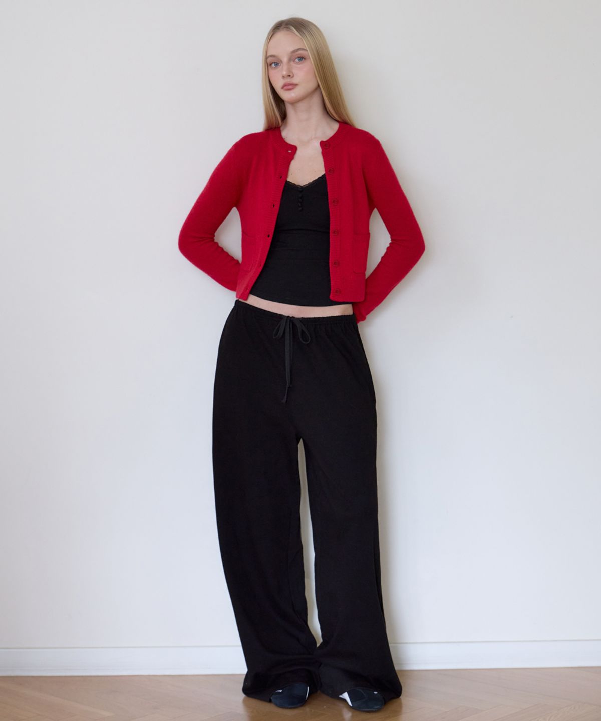 로제프란츠(ROSEFRANTZ) Double Pocket Cardigan [Rose Red]