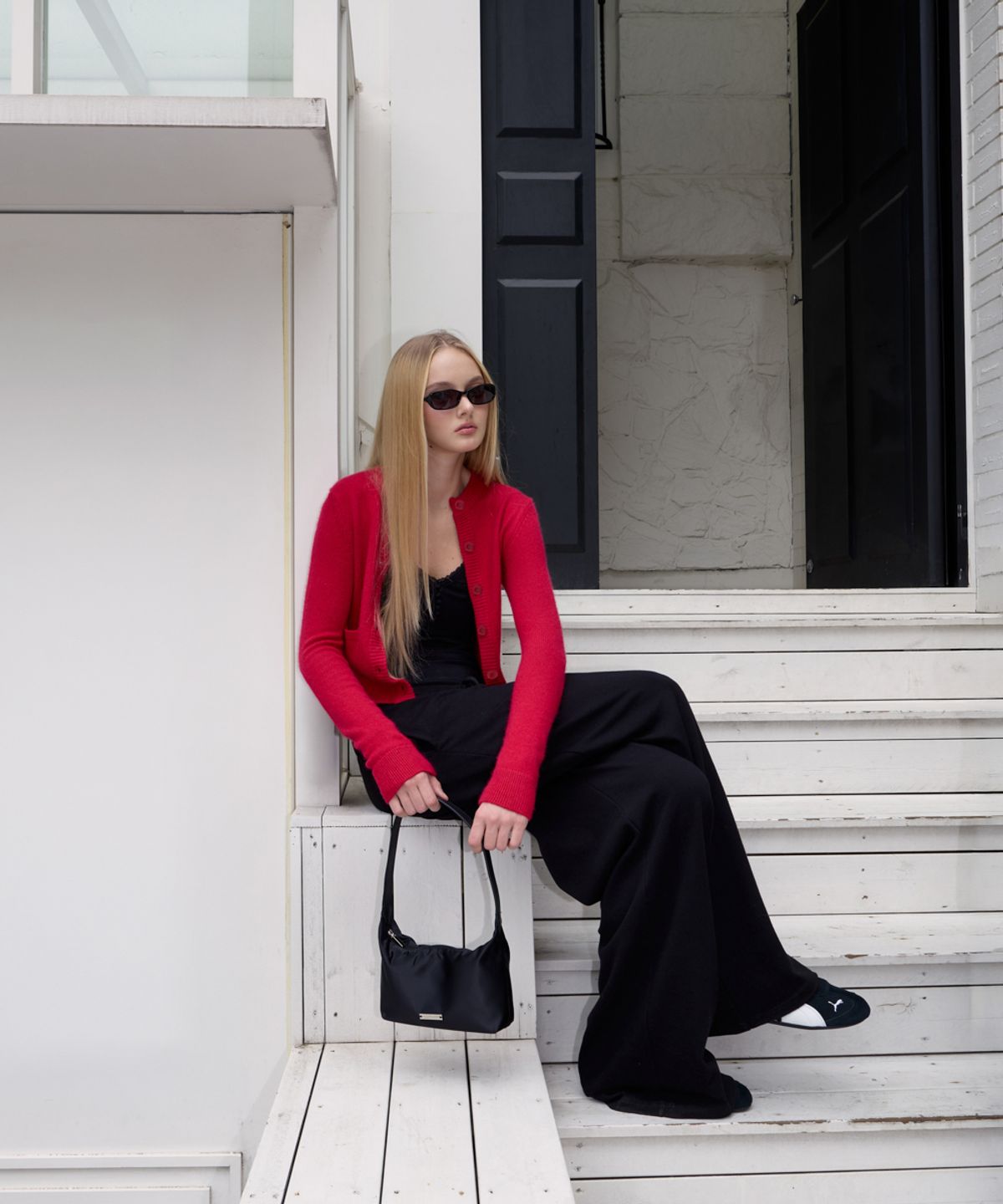 로제프란츠(ROSEFRANTZ) Double Pocket Cardigan [Rose Red]