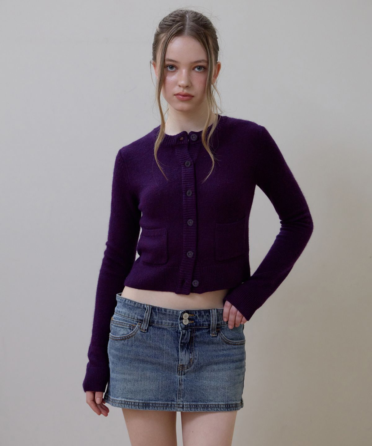 로제프란츠(ROSEFRANTZ) Double Pocket Cardigan [Purple]
